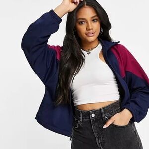 NWT Adidas Colorblock Logo Full Zip Jacket Navy/Purple
